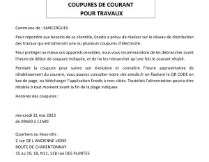 Coupure De Courant Pour Travaux - Mairie De Sancergues