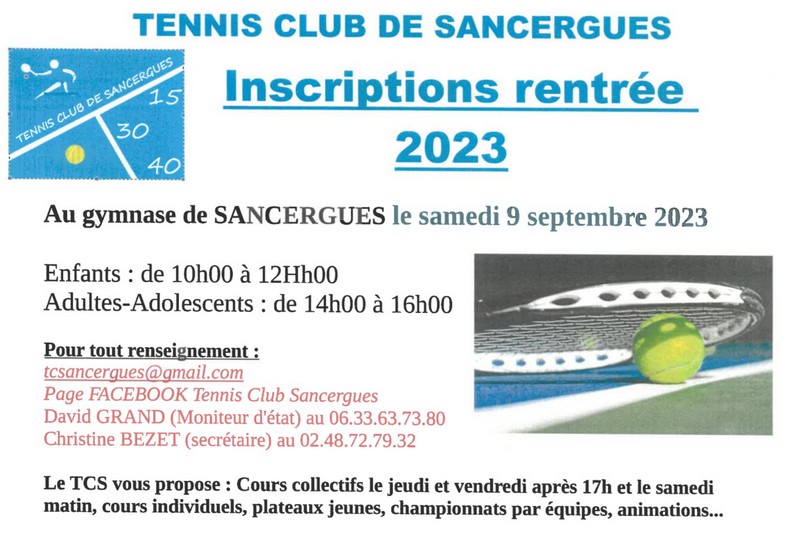 tennis club sancergues rentrée 2023